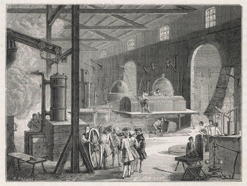 An 18th century factory in the Industrial Revolution
