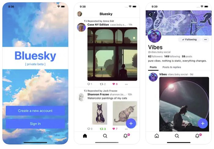 Bluesky app screenshots