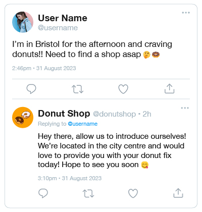 Example conversation between a social media user and a brand