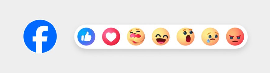 Updated Facebook logo and reaction emojis